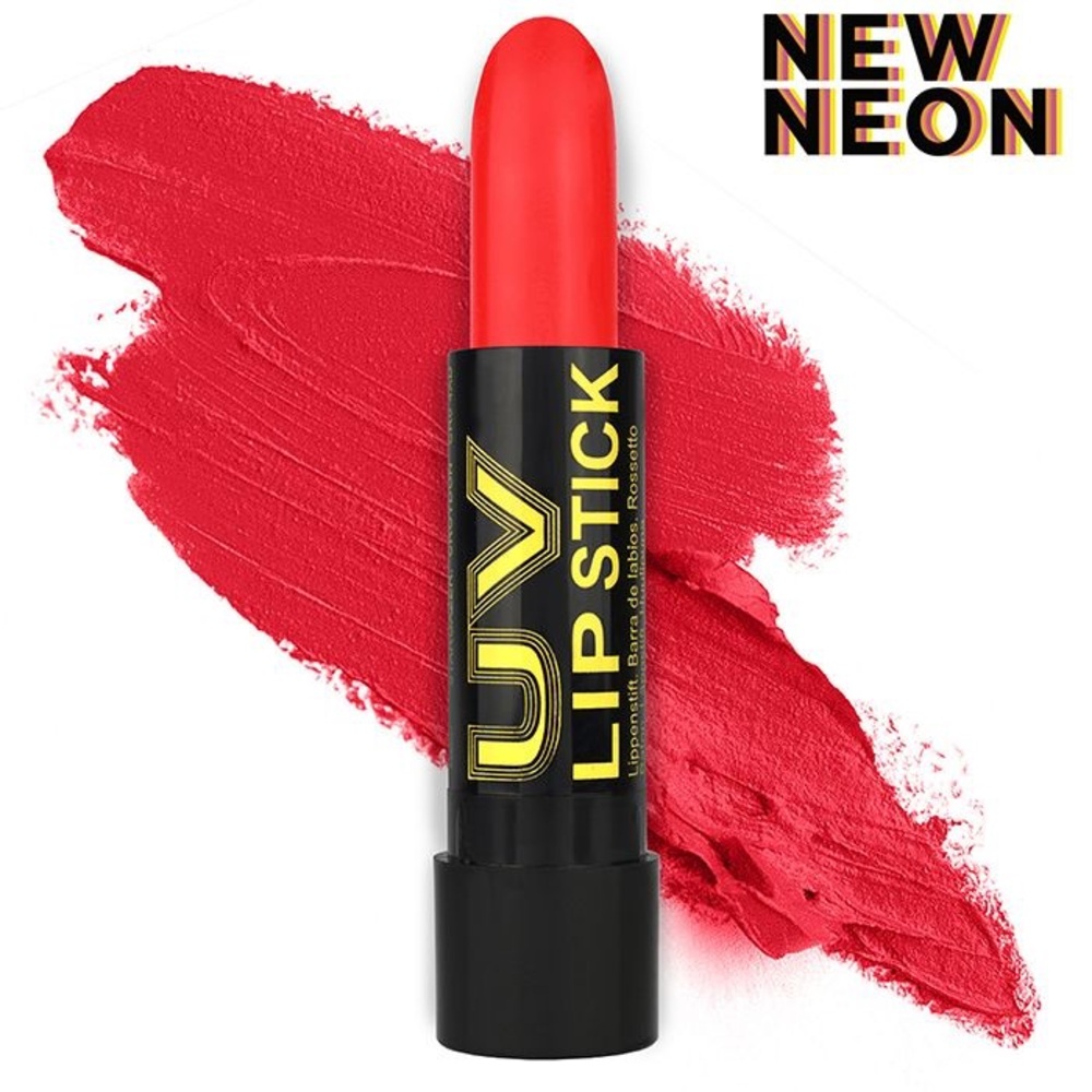 Neon Red Glow in the Dark UV Vegan Lipstick FACTORY SEALED